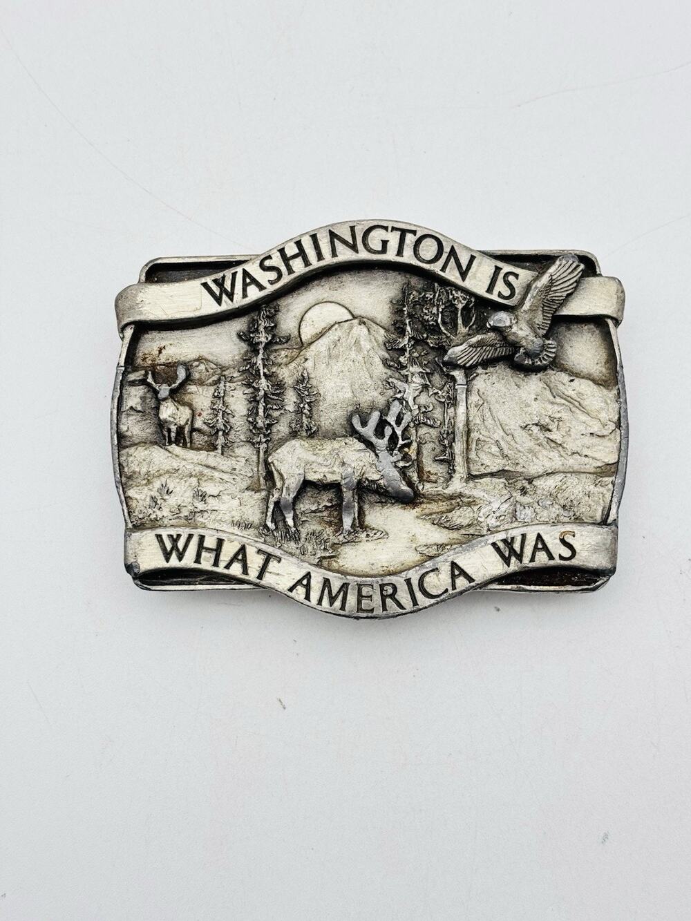 Vintage 1981 Washington Is What America Was Belt Buckle Bergamot Brass Works VG